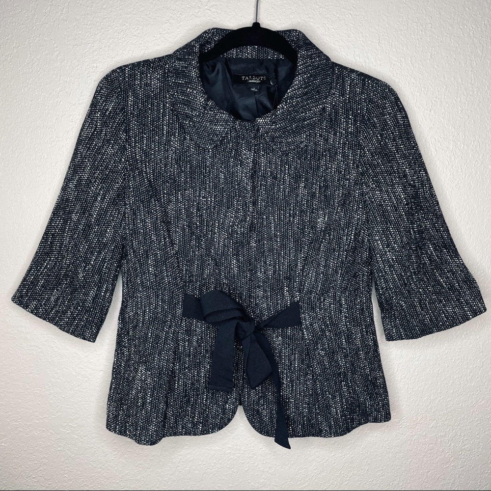 Talbots Long Sleeve Front Tie Blazer Black Size 2